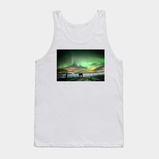 Icelandic horse under the northernlights. Tank Top